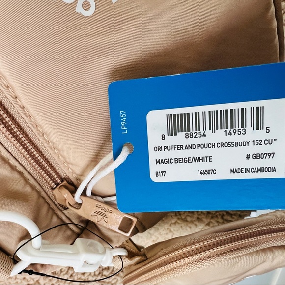 New ADIDAS ORIGINALS Ori Puffer + Pouch Crossbody Belt Bag 152 CU" Tan White - Picture 8 of 9